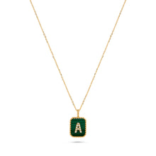 Load image into Gallery viewer, Rectangle Diamond & Gemstone 14K Yellow Gold Initial Layering Pendant