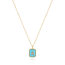 Load image into Gallery viewer, Rectangle Diamond & Gemstone 14K Yellow Gold Initial Layering Pendant