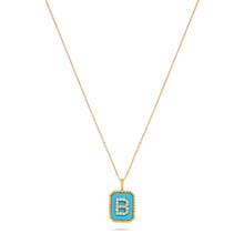 Load image into Gallery viewer, Rectangle Diamond & Gemstone 14K Yellow Gold Initial Layering Pendant