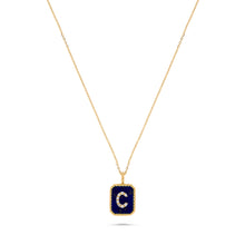 Load image into Gallery viewer, Rectangle Diamond & Gemstone 14K Yellow Gold Initial Layering Pendant