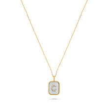 Load image into Gallery viewer, Rectangle Diamond & Gemstone 14K Yellow Gold Initial Layering Pendant