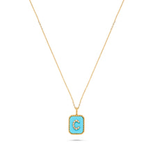 Load image into Gallery viewer, Rectangle Diamond & Gemstone 14K Yellow Gold Initial Layering Pendant