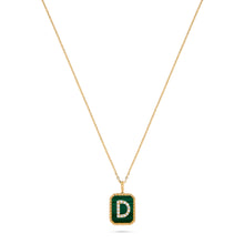 Load image into Gallery viewer, Rectangle Diamond & Gemstone 14K Yellow Gold Initial Layering Pendant