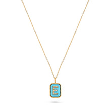 Load image into Gallery viewer, Rectangle Diamond & Gemstone 14K Yellow Gold Initial Layering Pendant
