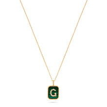 Load image into Gallery viewer, Rectangle Diamond & Gemstone 14K Yellow Gold Initial Layering Pendant