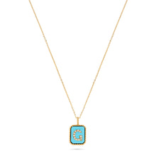 Load image into Gallery viewer, Rectangle Diamond & Gemstone 14K Yellow Gold Initial Layering Pendant