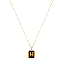 Load image into Gallery viewer, Rectangle Diamond & Gemstone 14K Yellow Gold Initial Layering Pendant