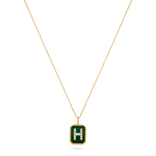 Load image into Gallery viewer, Rectangle Diamond & Gemstone 14K Yellow Gold Initial Layering Pendant