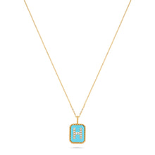 Load image into Gallery viewer, Rectangle Diamond & Gemstone 14K Yellow Gold Initial Layering Pendant