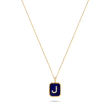 Load image into Gallery viewer, Rectangle Diamond & Gemstone 14K Yellow Gold Initial Layering Pendant