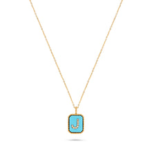 Load image into Gallery viewer, Rectangle Diamond & Gemstone 14K Yellow Gold Initial Layering Pendant