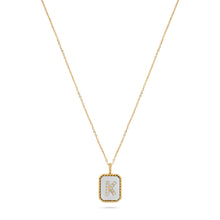 Load image into Gallery viewer, Rectangle Diamond & Gemstone 14K Yellow Gold Initial Layering Pendant
