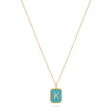 Load image into Gallery viewer, Rectangle Diamond & Gemstone 14K Yellow Gold Initial Layering Pendant