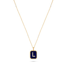 Load image into Gallery viewer, Rectangle Diamond & Gemstone 14K Yellow Gold Initial Layering Pendant