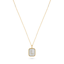 Load image into Gallery viewer, Rectangle Diamond & Gemstone 14K Yellow Gold Initial Layering Pendant