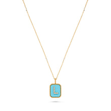 Load image into Gallery viewer, Rectangle Diamond & Gemstone 14K Yellow Gold Initial Layering Pendant