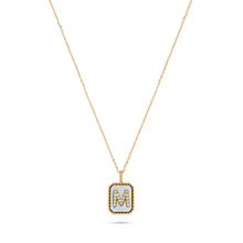 Load image into Gallery viewer, Rectangle Diamond & Gemstone 14K Yellow Gold Initial Layering Pendant
