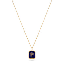 Load image into Gallery viewer, Rectangle Diamond & Gemstone 14K Yellow Gold Initial Layering Pendant