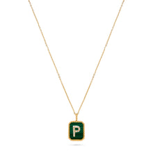 Load image into Gallery viewer, Rectangle Diamond & Gemstone 14K Yellow Gold Initial Layering Pendant