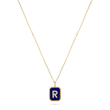 Load image into Gallery viewer, Rectangle Diamond & Gemstone 14K Yellow Gold Initial Layering Pendant