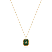 Load image into Gallery viewer, Rectangle Diamond & Gemstone 14K Yellow Gold Initial Layering Pendant