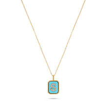 Load image into Gallery viewer, Rectangle Diamond & Gemstone 14K Yellow Gold Initial Layering Pendant