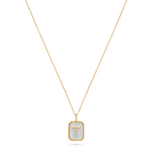 Load image into Gallery viewer, Rectangle Diamond & Gemstone 14K Yellow Gold Initial Layering Pendant