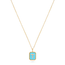 Load image into Gallery viewer, Rectangle Diamond & Gemstone 14K Yellow Gold Initial Layering Pendant