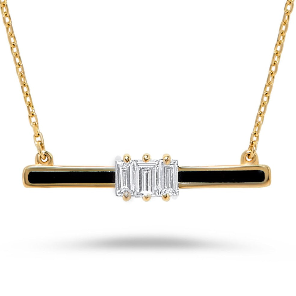Bead Set Diamond with Black Enamel Necklet main image 1