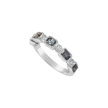 Load image into Gallery viewer, 14K White Gold Teal Sapphire & Diamond Band