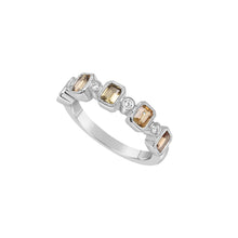 Load image into Gallery viewer, 14K White Gold Yellow Sapphire & Diamond Ring