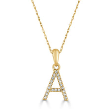 Load image into Gallery viewer, 14K Gold Diamond Small Initial A-Z Necklace 16-18"