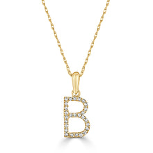 Load image into Gallery viewer, 14K Gold Diamond Small Initial A-Z Necklace 16-18"