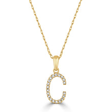Load image into Gallery viewer, 14K Gold Diamond Small Initial A-Z Necklace 16-18"
