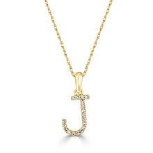Load image into Gallery viewer, 14K Gold Diamond Small Initial A-Z Necklace 16-18"