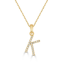 Load image into Gallery viewer, 14K Gold Diamond Small Initial A-Z Necklace 16-18"