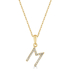 Load image into Gallery viewer, 14K Gold Diamond Small Initial A-Z Necklace 16-18"