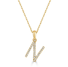 Load image into Gallery viewer, 14K Gold Diamond Small Initial A-Z Necklace 16-18"