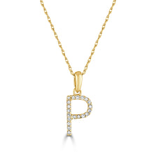 Load image into Gallery viewer, 14K Gold Diamond Small Initial A-Z Necklace 16-18"