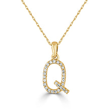 Load image into Gallery viewer, 14K Gold Diamond Small Initial A-Z Necklace 16-18"