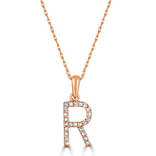 Load image into Gallery viewer, 14K Gold Diamond Small Initial A-Z Necklace 16-18"