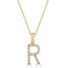 Load image into Gallery viewer, 14K Gold Diamond Small Initial A-Z Necklace 16-18"