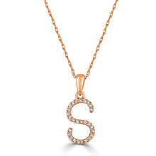 Load image into Gallery viewer, 14K Gold Diamond Small Initial A-Z Necklace 16-18"