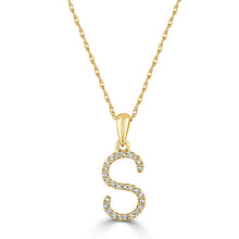 Load image into Gallery viewer, 14K Gold Diamond Small Initial A-Z Necklace 16-18"