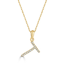 Load image into Gallery viewer, 14K Gold Diamond Small Initial A-Z Necklace 16-18"