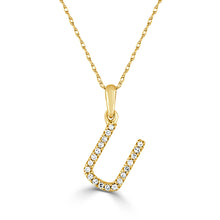 Load image into Gallery viewer, 14K Gold Diamond Small Initial A-Z Necklace 16-18"