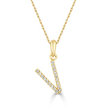 Load image into Gallery viewer, 14K Gold Diamond Small Initial A-Z Necklace 16-18"