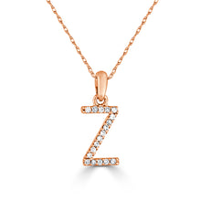 Load image into Gallery viewer, 14K Gold Diamond Small Initial A-Z Necklace 16-18"