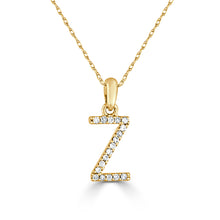 Load image into Gallery viewer, 14K Gold Diamond Small Initial A-Z Necklace 16-18"