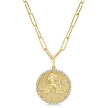 Load image into Gallery viewer, 14K Gold Diamond Zodiac Necklace 18" Inches